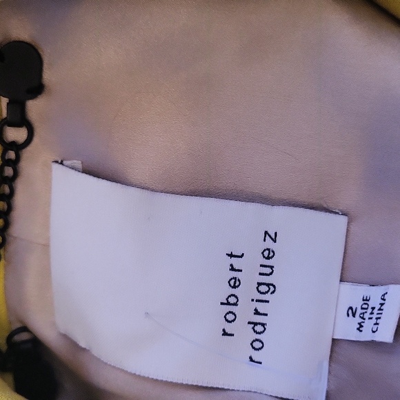 Robert Rodriguez Yellow Silk Blazer Beige Trim Size 2 - Picture 4 of 4